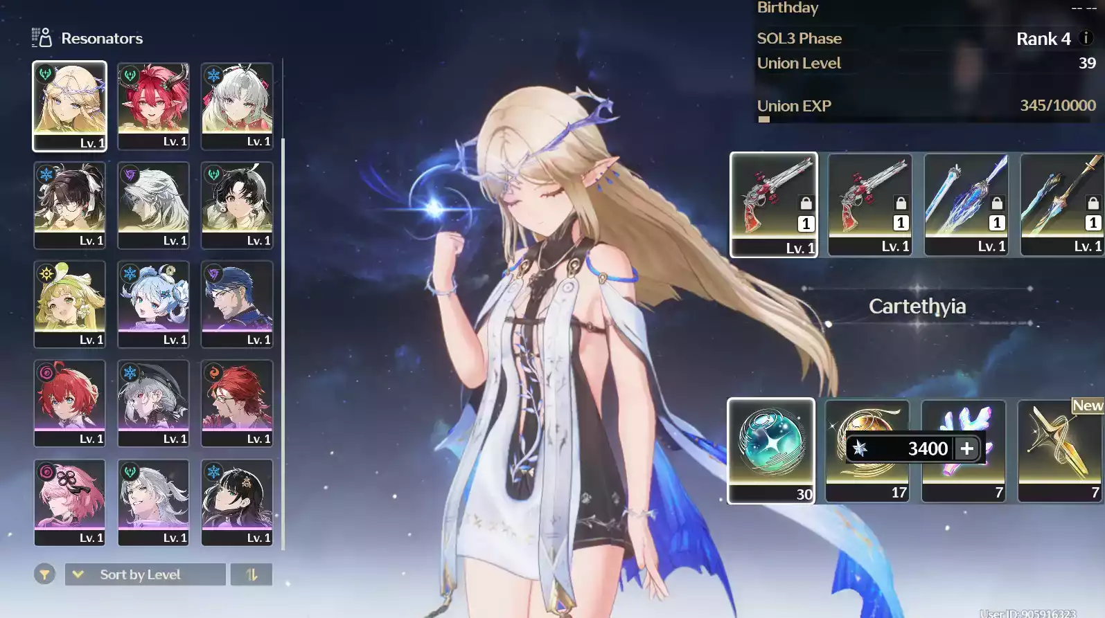 (SEA) UL38 Cartethyia + Ciaccona + Carlotta Trấn + Zhezhi + Verina + 45 vé limit