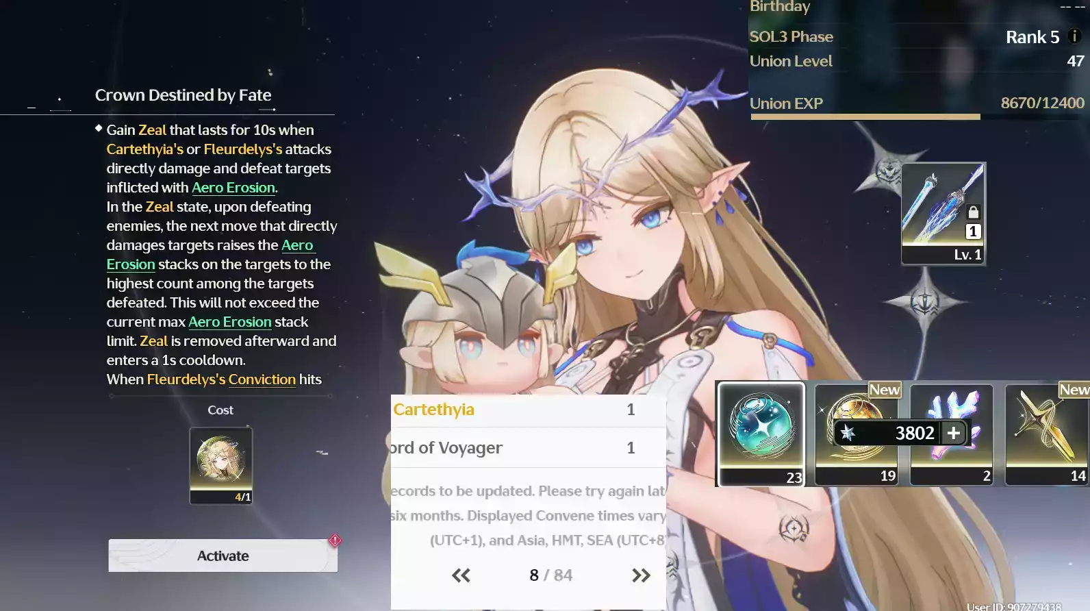 (SEA) UL45 Cartethyia RC4 Trấn + 55 vé limit + banner nhân vật 8 trang