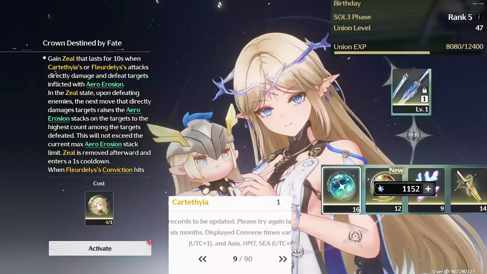 (SEA) UL45 Cartethyia RC4 Trấn + 30 vé limit + banner nhân vật 9 trang