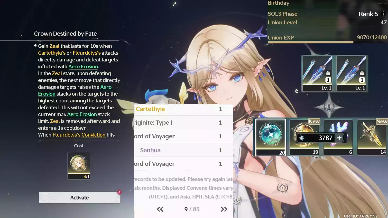 (SEA) UL45 Cartethyia RC4 Trấn R2 + 58 vé limit + banner nhân vật 9 trang