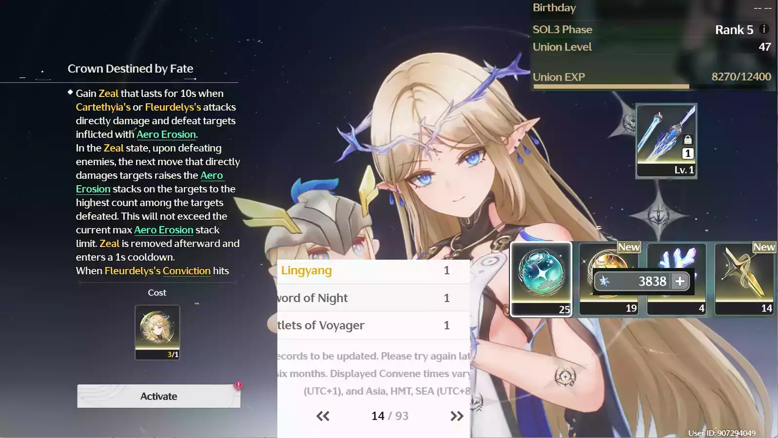 (SEA) UL45 Cartethyia RC3 Trấn + 55 vé limit + bảo hiểm banner nhân vật 8 trang