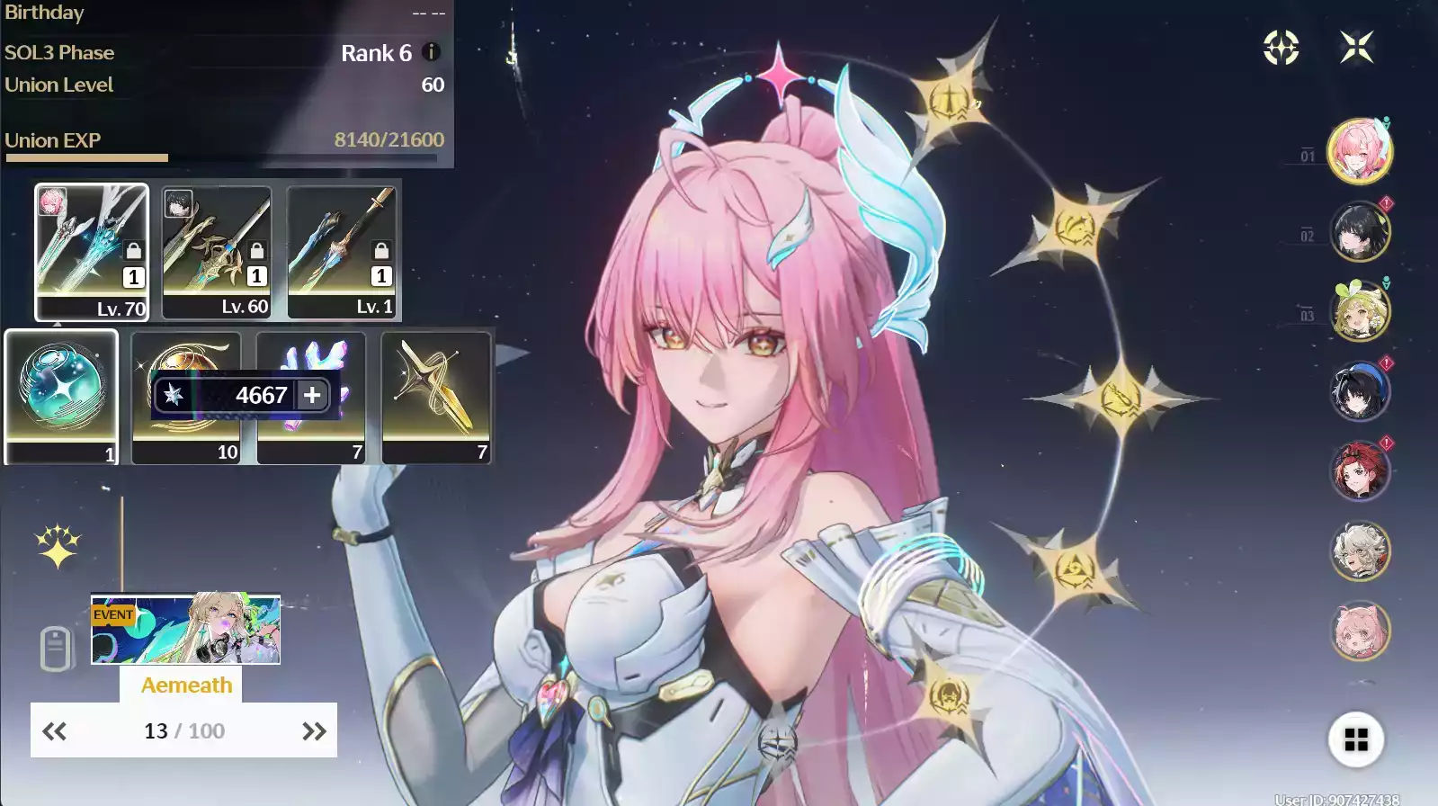 (SEA) UL60 Aemeath RC5 Trấn + 13 trang banner limit + 45 vé limit + Verina + Encore