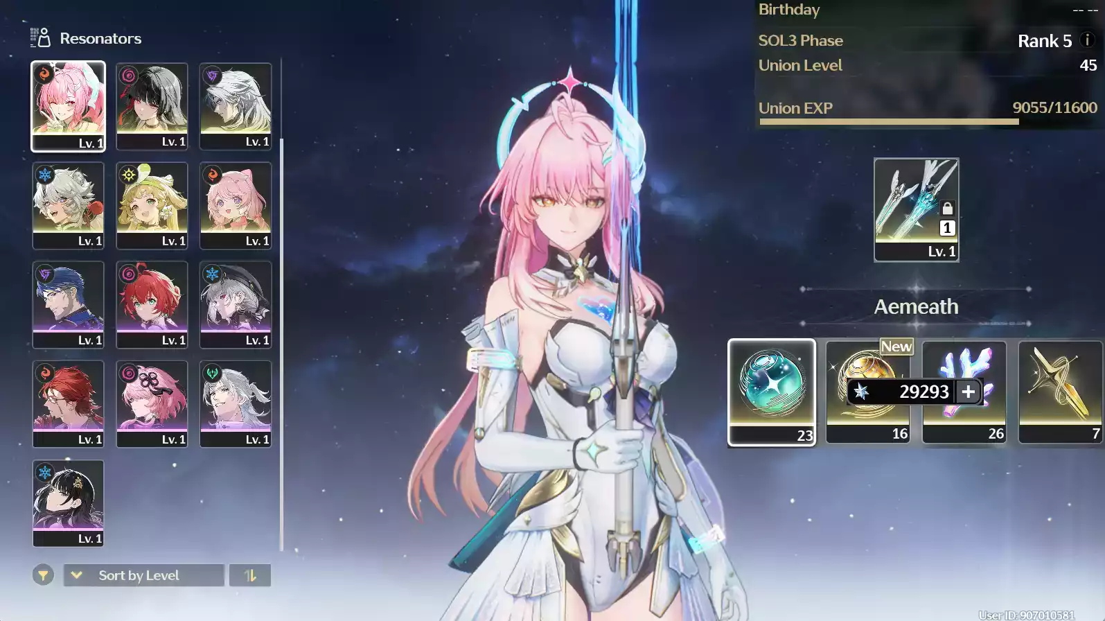 (SEA) UL45 Aemeath Trấn + Chisa + 210 vé limit + Verina + Encore