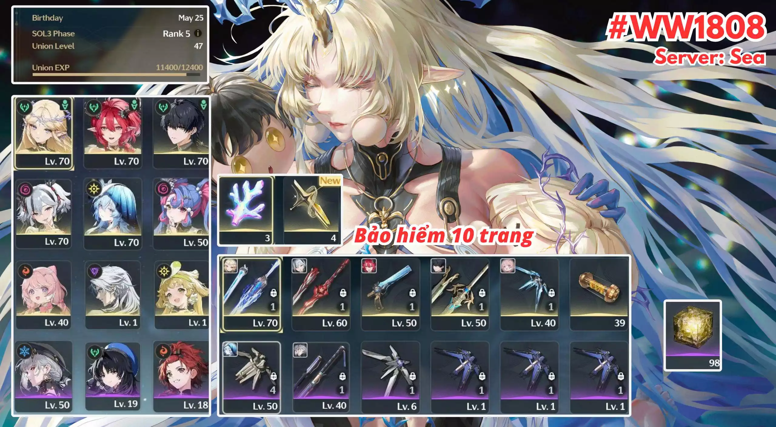 [ ACC VIP ] WW1808 Sho + Came Trấn + Cartethyia R0A1 + Ciaccona + Roccia