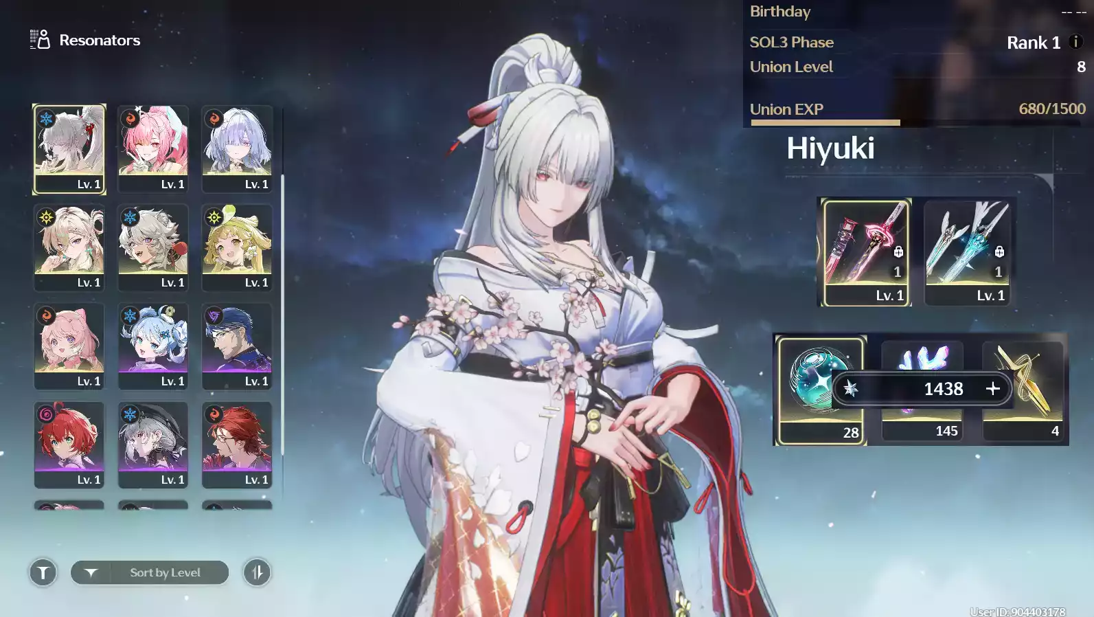 (SEA) UL8 Hyuki Trấn + Aemeath Trấn + Lynae + Mornye + 30 vé limit + Verina + Encore(zin map, zin nhiệm vụ. zin x2)